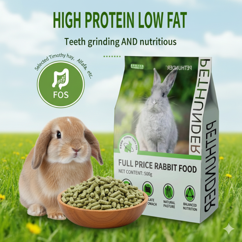 BELNHUNDE TECHNOLOGY Premium Rabbit Food - High Protein, Low Fat Recipe with Timothy Hay & Alfalfa for Natural Teeth Grinding & Digestion Support | FOS Prebiotic, Balanced Nutrition, 500g